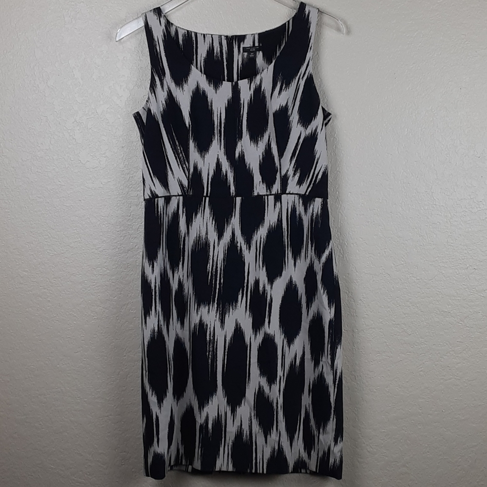Ann Taylor Black/Tan Animal Print Sleeveless Dress